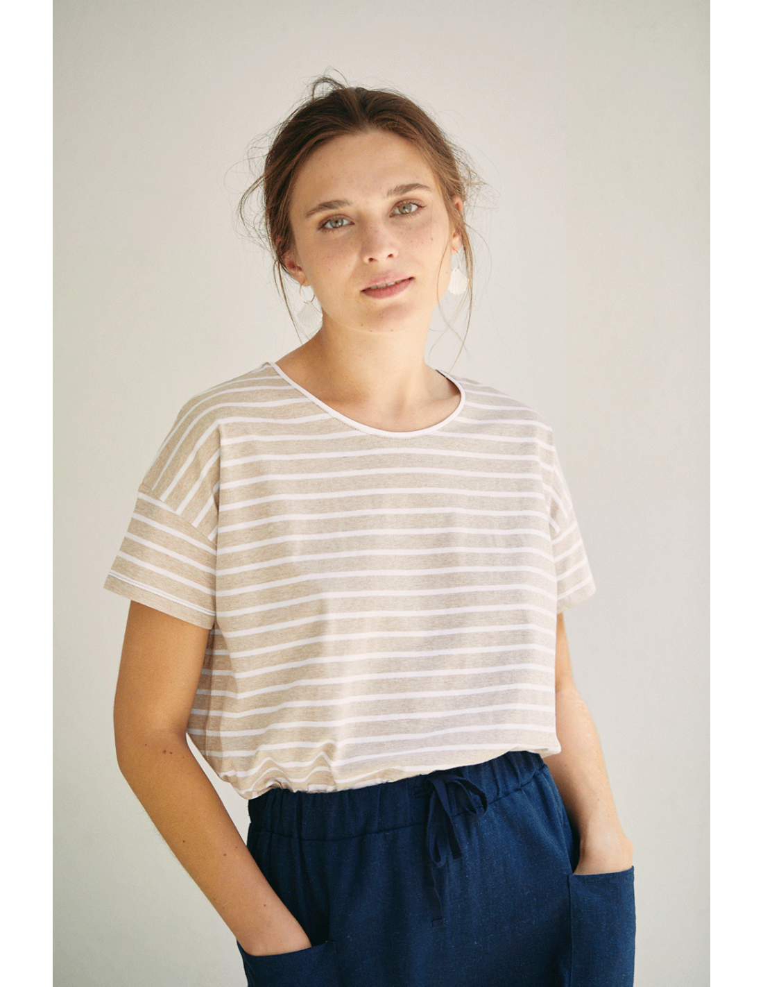 Camiseta rayas beige Clearance