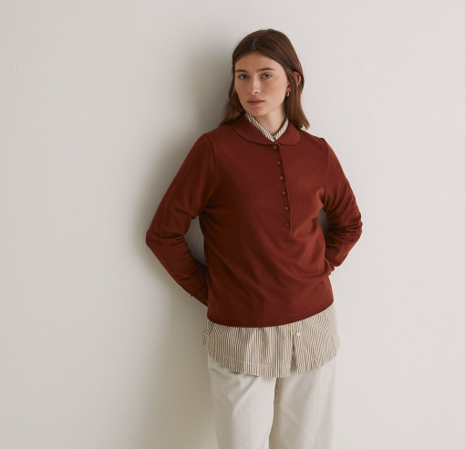 Yerse jersey terracota cuello camisero