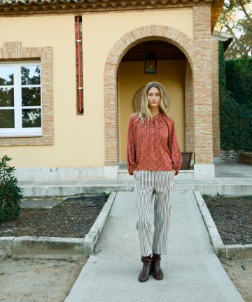Alternative view of Magnolya pantalón rayan velvet brown stripes