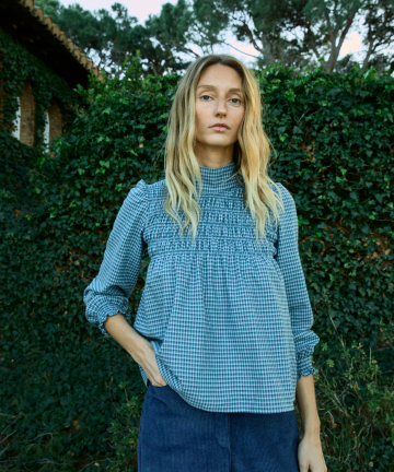 Alternative view of Magnolya blusa eline blue checks