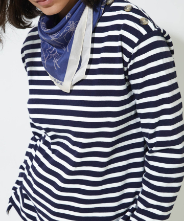 Alternative view of Yerse sudadera rayas marino botones