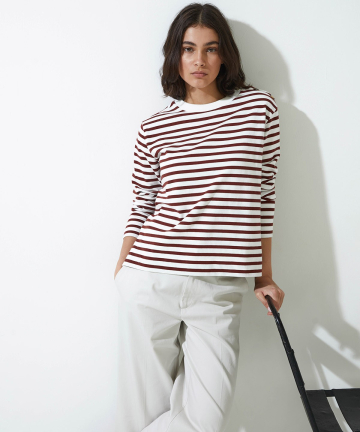 Alternative view of Yerse sudadera rayas terracota botones