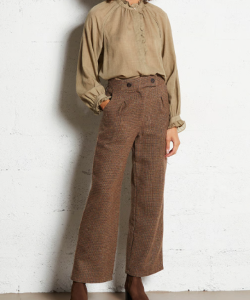 SeeuSoon pantalón lana cuadros marrón