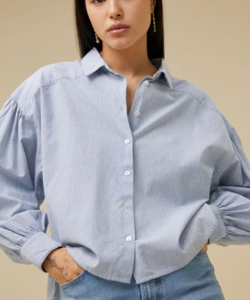 By Bar Amsterdam blusa sarah rayas gris indigo