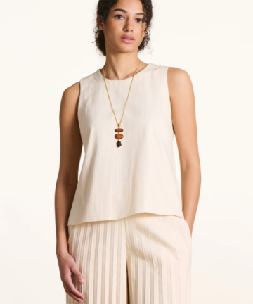 La Fee top denim tablas ecru