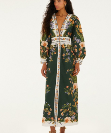 FARM RIO maxi vestido green nature