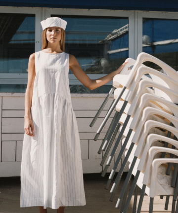 TBS vestido rayas azules abertura espalda