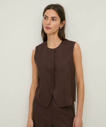 Yerse chaleco lino chocolate