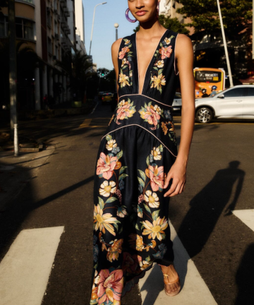 Farm Río vestido marino floral maira