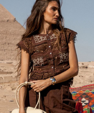 Sophie+Lucie top sea embroidery chocolate