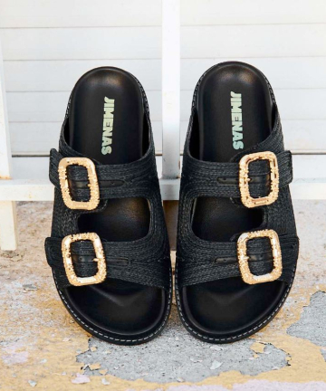 JIMENAS sandalia carlota rafia negro LIMITED EDITION