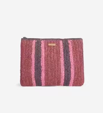 YERSE Clutch franjas cierre cremallera ROSA