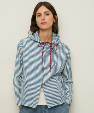 YERSE chaqueta capucha rayas azul