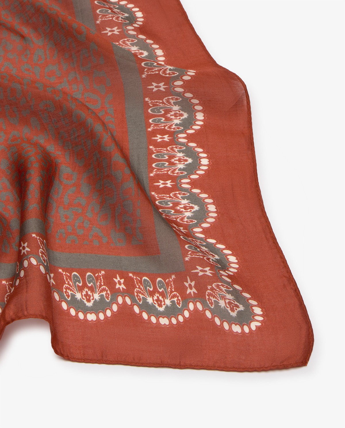 Yerse pañuelo mezcla seda rojo teja - Imagen 2