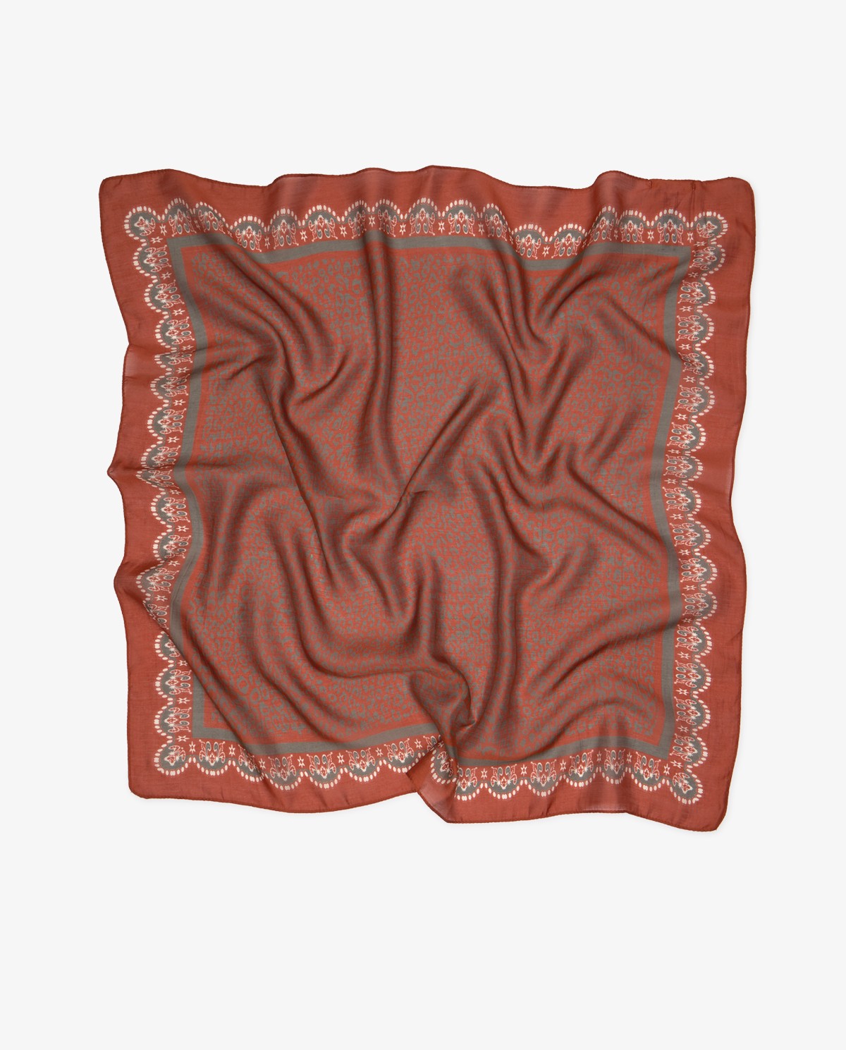 Yerse pañuelo mezcla seda rojo teja - Imagen 3