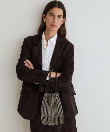 Alternative view of Yerse blazer de piel ante marrón chocolate