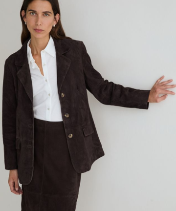 Yerse blazer de piel ante marrón chocolate