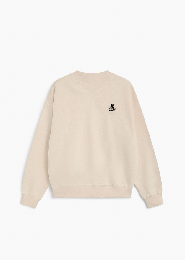 TNS sudadera mujer TNS logo rib neck whisper white melange - Imagen 2