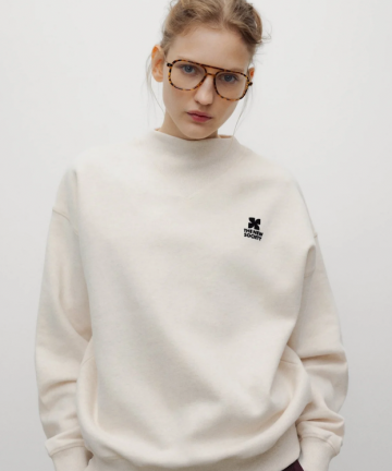 TNS sudadera mujer TNS logo rib neck whisper white melange