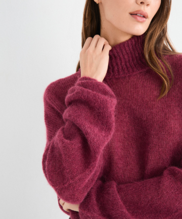 MUS&BOMBON Jersey lumen fucsia oversize cuello alto