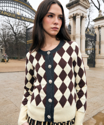 Sophie+Lucie chaqueta arlequin punto mantequilla