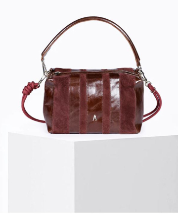 Craie studio bolso mini halo rayas caoba y burdeos