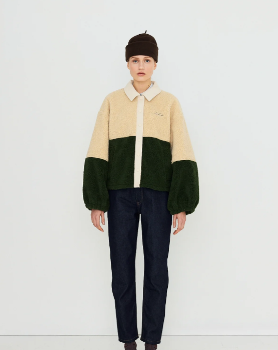 TBS chaqueta sherpa color block