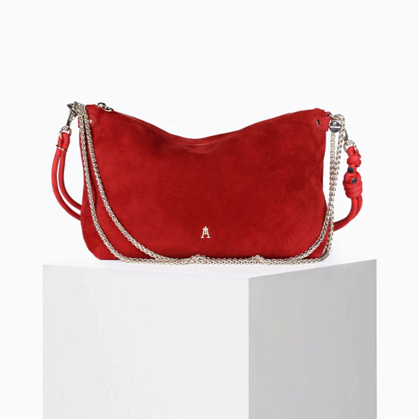 Craie studio bolso mallow suede rouge