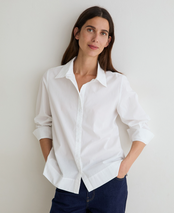 Yerse camisa popelín blanco algodón orgánico