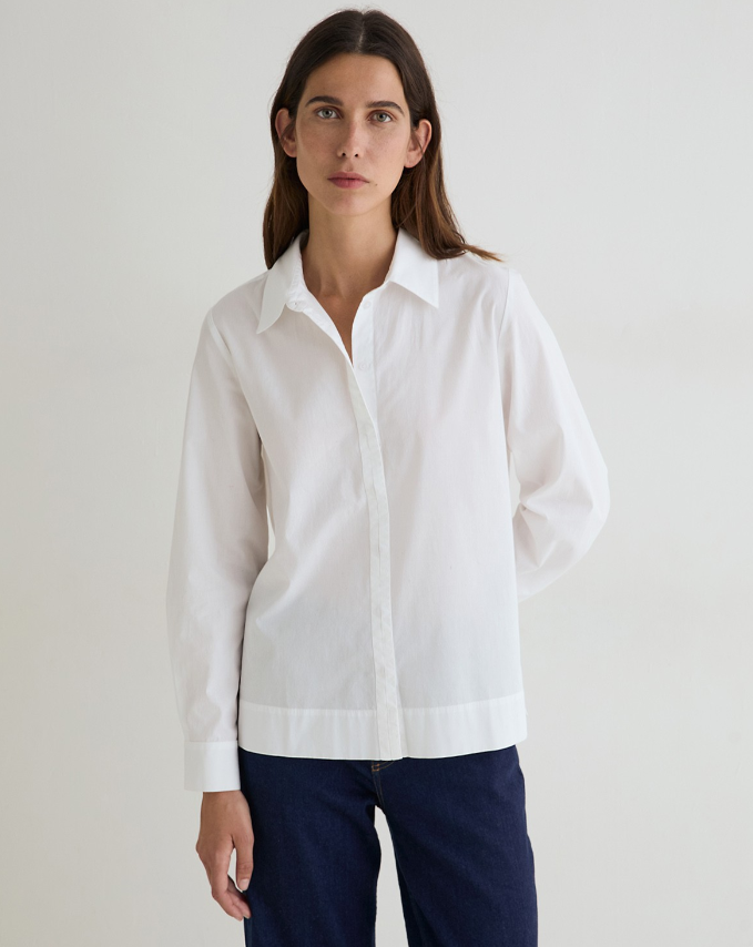 Yerse camisa popelín blanco algodón orgánico - Imagen 2