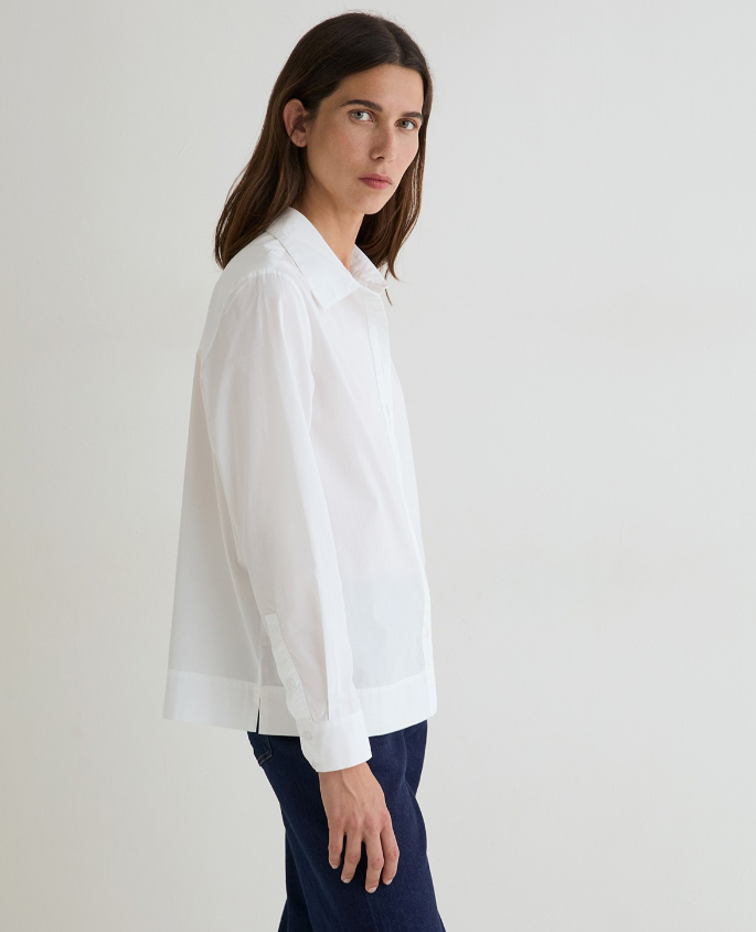 Yerse camisa popelín blanco algodón orgánico - Imagen 4