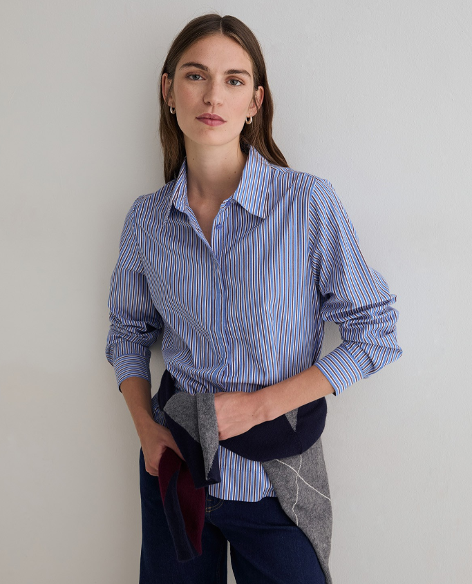 Yerse camisa popelín rayas azul algodón orgánico