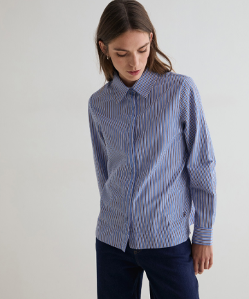Alternative view of Yerse camisa popelín rayas azul algodón orgánico