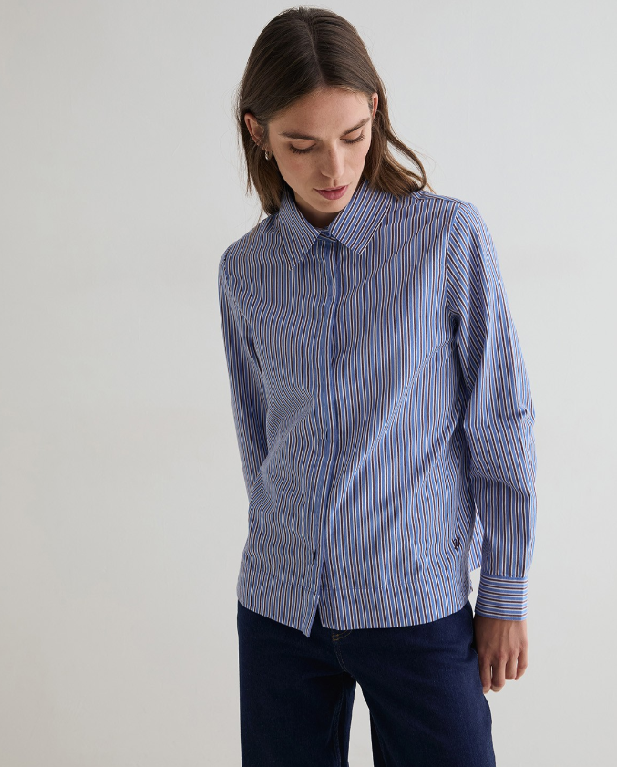 Yerse camisa popelín rayas azul algodón orgánico - Imagen 2