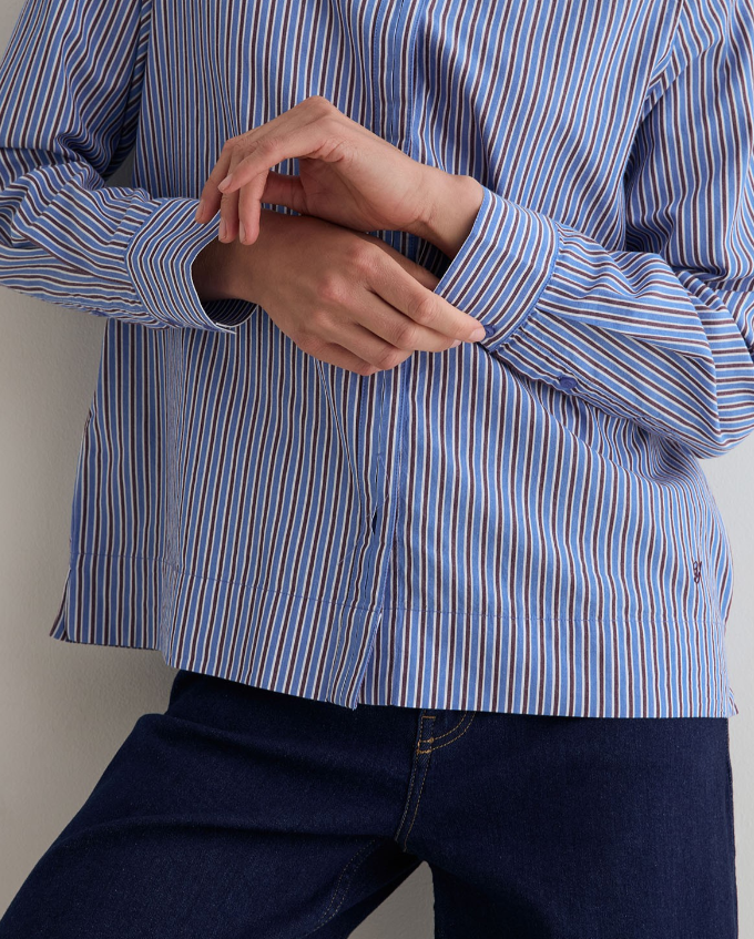 Yerse camisa popelín rayas azul algodón orgánico - Imagen 4