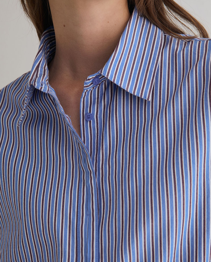 Yerse camisa popelín rayas azul algodón orgánico - Imagen 5
