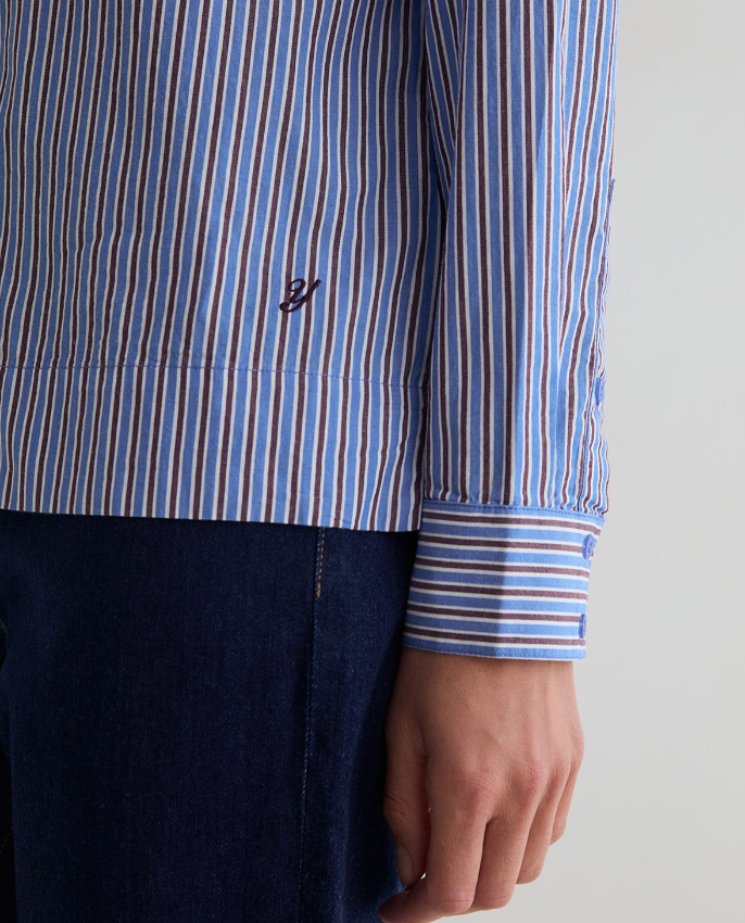 Yerse camisa popelín rayas azul algodón orgánico - Imagen 6