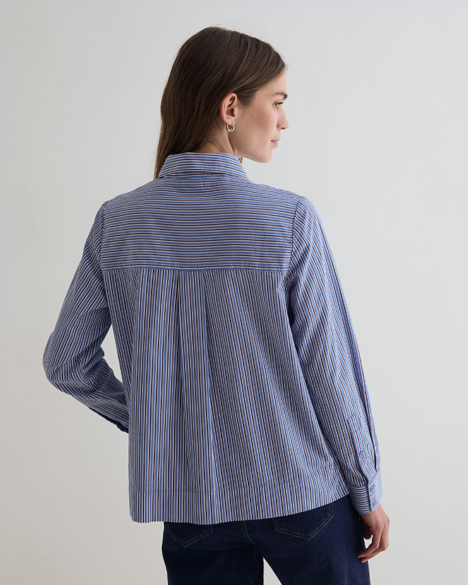 Yerse camisa popelín rayas azul algodón orgánico - Imagen 7