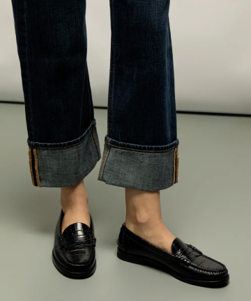 Augusta  Mocasines Zoe en piel negra con efecto cocodrilo
