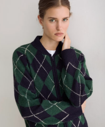Yerse chaqueta lana rombos marino y verde
