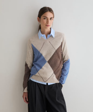 Yerse jersey rombos beige azul y tostado