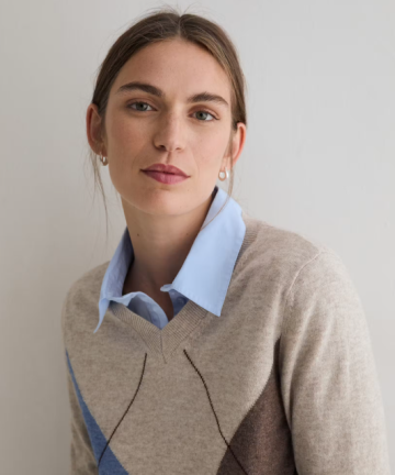 Alternative view of Yerse jersey rombos beige azul y tostado