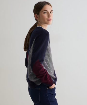 Alternative view of Yerse jersey rombos azul marino, burdeos y gris