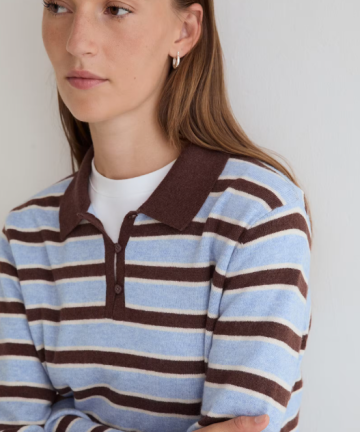 Alternative view of Yerse jersey camisero rayas azul y chocolate