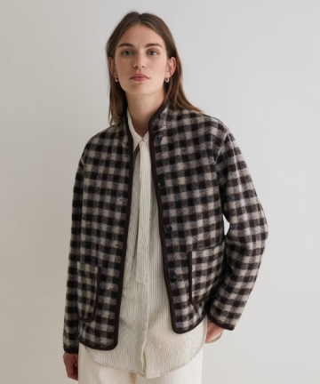 Yerse chaqueta lana cuadro vichy marrón