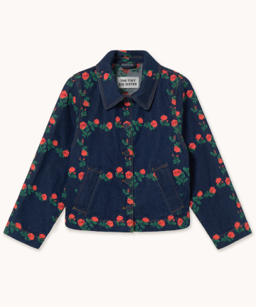 Tiny big sisters chaqueta denim roses grid con bordado