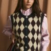Sophie+Lucie chaleco arlequin punto mantequilla