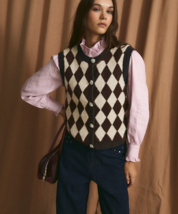 Alternative view of Sophie+Lucie chaleco arlequin punto mantequilla