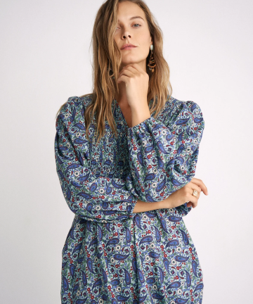 Alternative view of Magnolya vestido bernie blue pasley motifs
