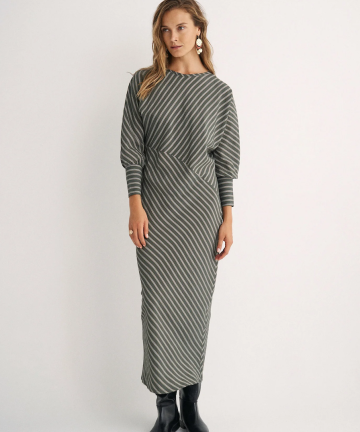 Magnolya vestido berta green stripes - L